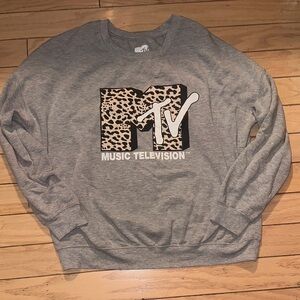 Gray MTV Leopard Print Sweatshirt